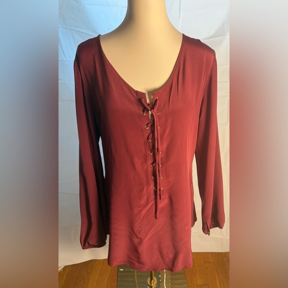 Acrobat Burgundy Tie Front Blouse - Picture 1 of 7